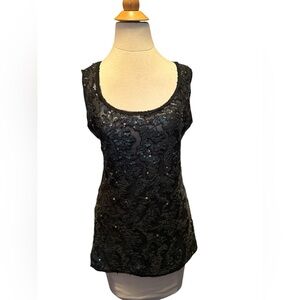 Love Stitch Sequined Black Top